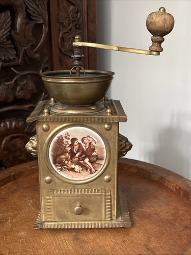 Vintage brass coffee grinder - brass,
