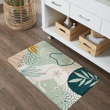 Uphome Green Entry Rug Machine Washable Botanical Printed Throw  Rug 24x35 inch