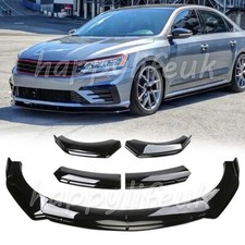 For VW Passat Saloon B8 Gloss Black Front Bumper Spoiler Lip Splitter Body Kit