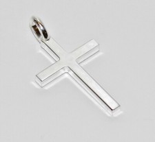 Solid 925 Sterling Silver Plain Cross Crucifix Pendant - 28.5mm x 15mm