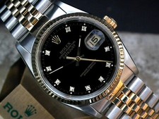 1990 Qk-Set Steel & 18ct Gold Rolex Oyster Datejust Diamond Dot Full Set 36mm