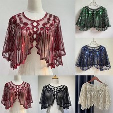 Short Evening Dress Sequin Shawl 1920s Retro Shawl Beaded Sequin Women Clothing