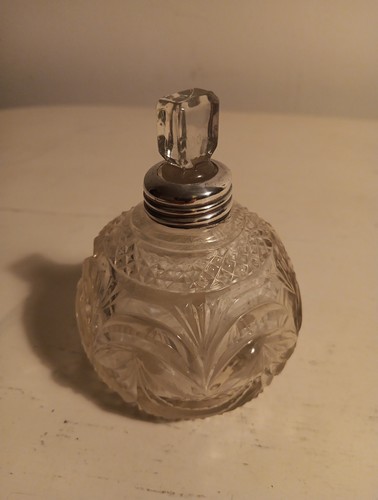 Antique cut glass round - glass, scent