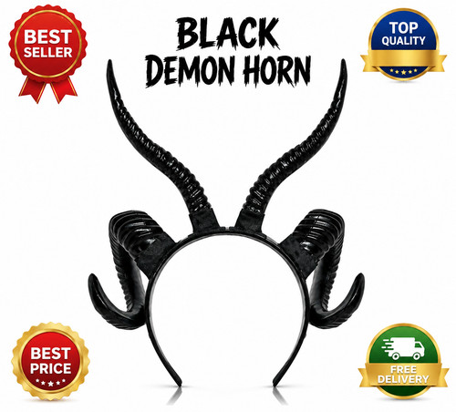 Black demon horn headband - black,