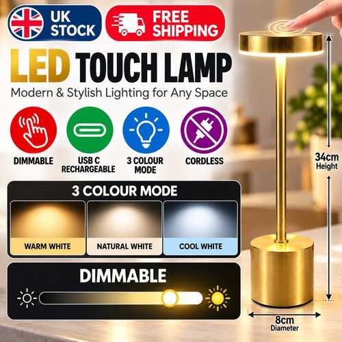 Led touch table lamp gold - touch,