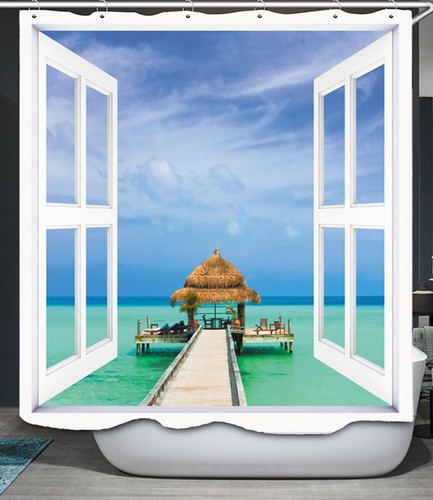 Tropical oasis shower curtain - tropical,