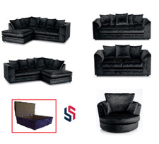 Sofa Crushed Velvet 3 2 Seater Swivel Armchair Cushioned L Shaped Armchair Chair