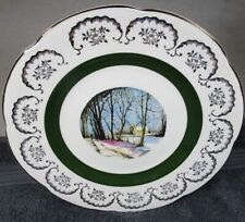Lovely Large Vintage Wood & Sons Ascot Service Wall Plate Church And Snow Scene