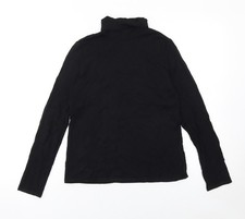 John Lewis Womens Black Roll Neck Long Sleeve Viscose Top Size 12