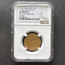 England 1361 - ½ Noble / Half Noble - King Edward III Transitional Treaty Period