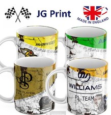 Classic F1 Racing Mugs Set JPS, Williams, hornet, Caterham Retro Motorsport Gif