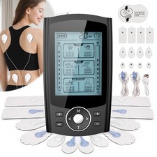Dual Channel Digital TENS Machine Therapy Pads Back Muscle Stimulator Massager