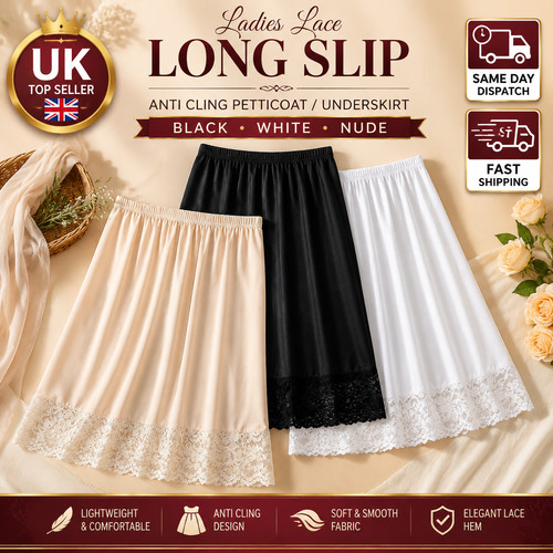 Ladies lace long slip - ladies,