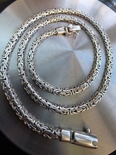 Stunning Byzantine 925 Sterling Silver  Long 24 Inch 61cms Chain Necklace