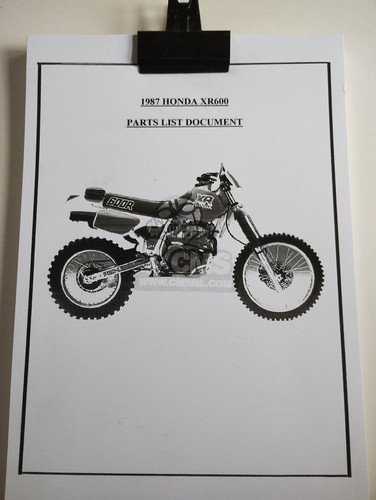 Honda 1987 xr600 parts list - 1987,