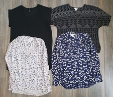 H&M LADIES TOPS BLOUSES  x 4 -Clothes Bundle -SIZE 8 (S) -VGC -Black Blue Floral