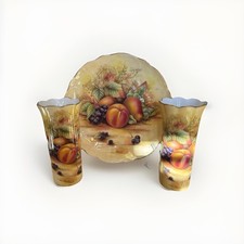 Beautiful Aynsley Orchard Gold Fine Bone China Trio Spill Vase, Plate & Stand