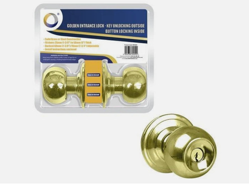 Gold entrance lock door knob - entrance,
