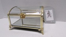 NEW Glass Brass Jewelry Box by
