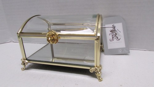 New glass brass jewelry box - glass,
