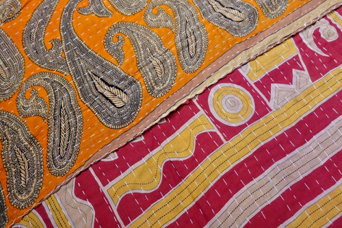 Vintage sari throw reversible - vintage,