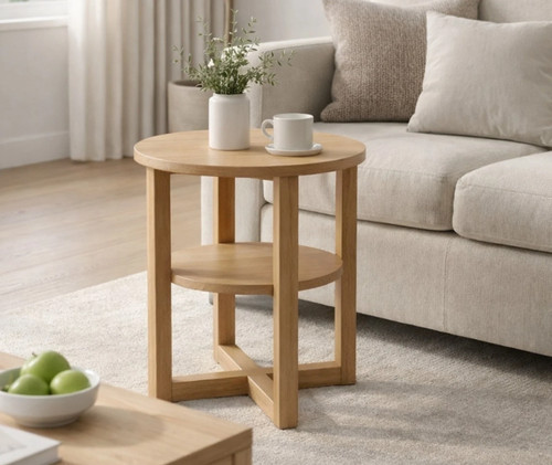 Small oak side lamp - small, coffee