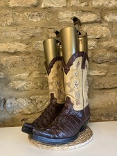 Buffalo Brown Womens Exotic Crocodile Leather Floral Cowboy Boots UK 6 EU 39