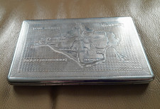 Kincraft cigarette case. Isle of Wight map. Silvertone. Vintage retro