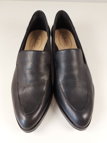 Clarks black leather loafer - leather,
