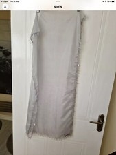 Womens House of Fraser Pale Light Grey Silver Chiffon Pashmena Scarf Iridescent