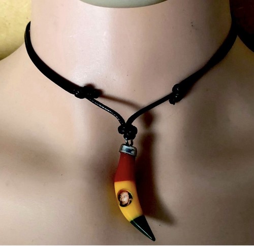 Tooth charm pendant black cord - charm,
