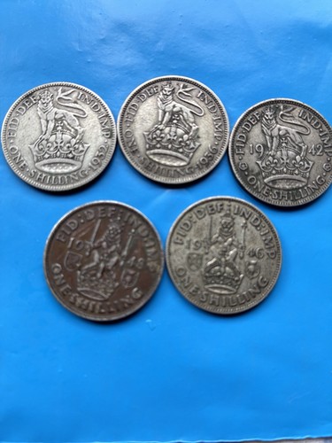 British one shilling - shilling, coins