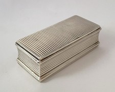 Antique c1830s Austrian Silver Ribbed Knuckle Hinged Snuff Box Gilt Interior