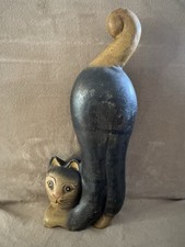 Vintage Wooden Shelf Sitter Cat Figure Ornament Home Decor Shabby Chic