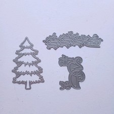 Christmas Die Set 3 Dies Christmas Tree Santa Sleigh 25th Dec Assorted Dies