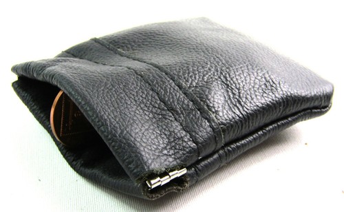 Black genuine leather - leather, snap