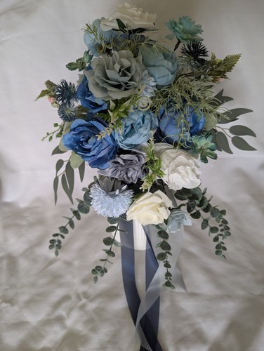 Shades blue bridal bouquet - bridal,