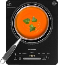 Daewoo Single Induction Hob, 2200W Portable Electric Cooktop, 6 Presets, SDA2771