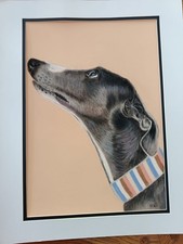 Original painting of a lurcher/whippet/greyhound Xmas gift