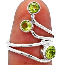 Natural Peridot 925 Sterling Silver Ring s.6.5 Jewelry R-1390