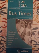 Arriva North East Timetable Routes 28/28A.  From 31st March 2002.