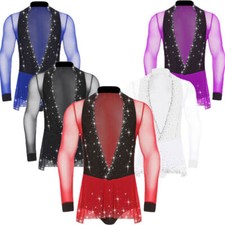 Men Latin Dance Leotard Shirt