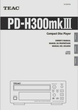 TEAC PD-H300mk3 - Compact Disc CD Player - Operating Instructions - USER MANUAL