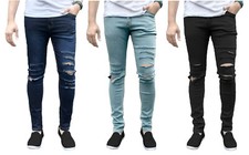 MENS RIPPED SKINNY JEANS BIKER