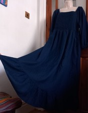 Vtg Look Sheered Puff Sleeves Tiered Gypsy Maxi Dress Size 18 Dark Cottage Core