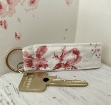 Cabbages & Roses Keyring - Floral Keyring ~ Fabric Keyring 