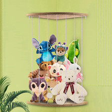 Stuffed Animal Storage, Corner Soft Wood Toy Shelves for Kids Bedroom, Toddler 