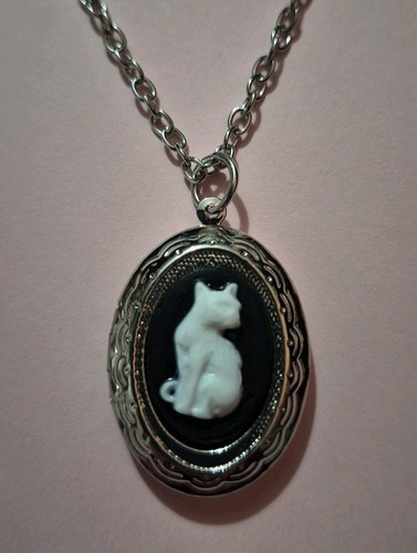 Vintage style white cat cameo - vintage,