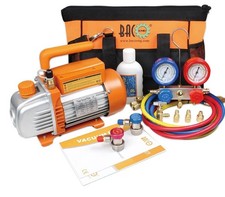 BACOENG 4 way 3CFM Vacuum Pump and Manifold Gauge Set 