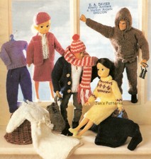 Knitting pattern copy 1317.   Dolls clothes outfits for Barbie & Ken.  DK & 4ply